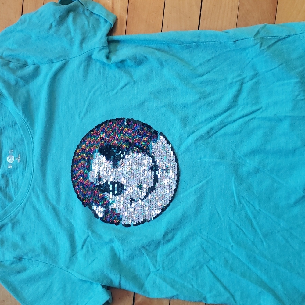 Girls sequin emoji face tee short sleeve size 12 - Picture 1 of 5